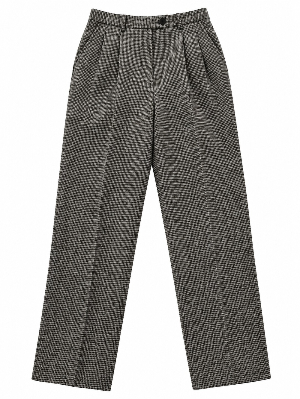 Vintage High Waisted Pleated Women’s Trousers Wool 80s Classic Pockets Checkered